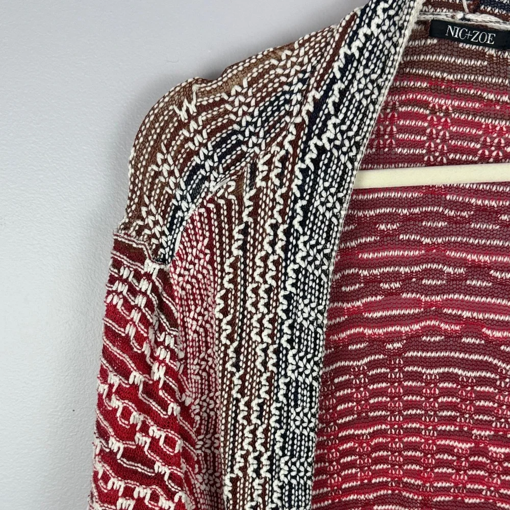 NIC+ZOE Linen Blend Multi-Color Open Front Knit Cardigan Sweater - Plus Size 3X - Picture 6 of 10
